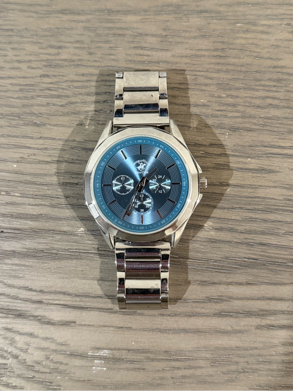 Blue Dial Silver-Tone Men's Chronograph Watch Beverly Hills Polo Club